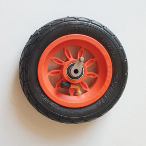 Roue pneumatique Ø 150 mm / 6" orange <strong>AVEC système anti-recul</strong> et pneu INNOVA